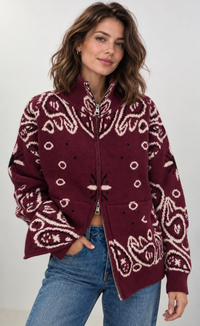 Paisley Zip Cardigan