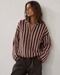 Choco Stripes Zip Knit