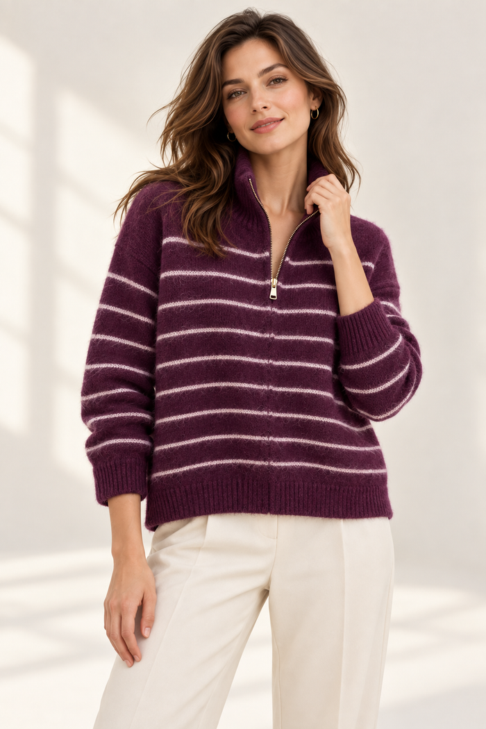 Streifenpullover „Livia“ mit Zipper