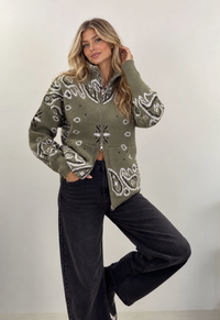 Paisley Zip Cardigan