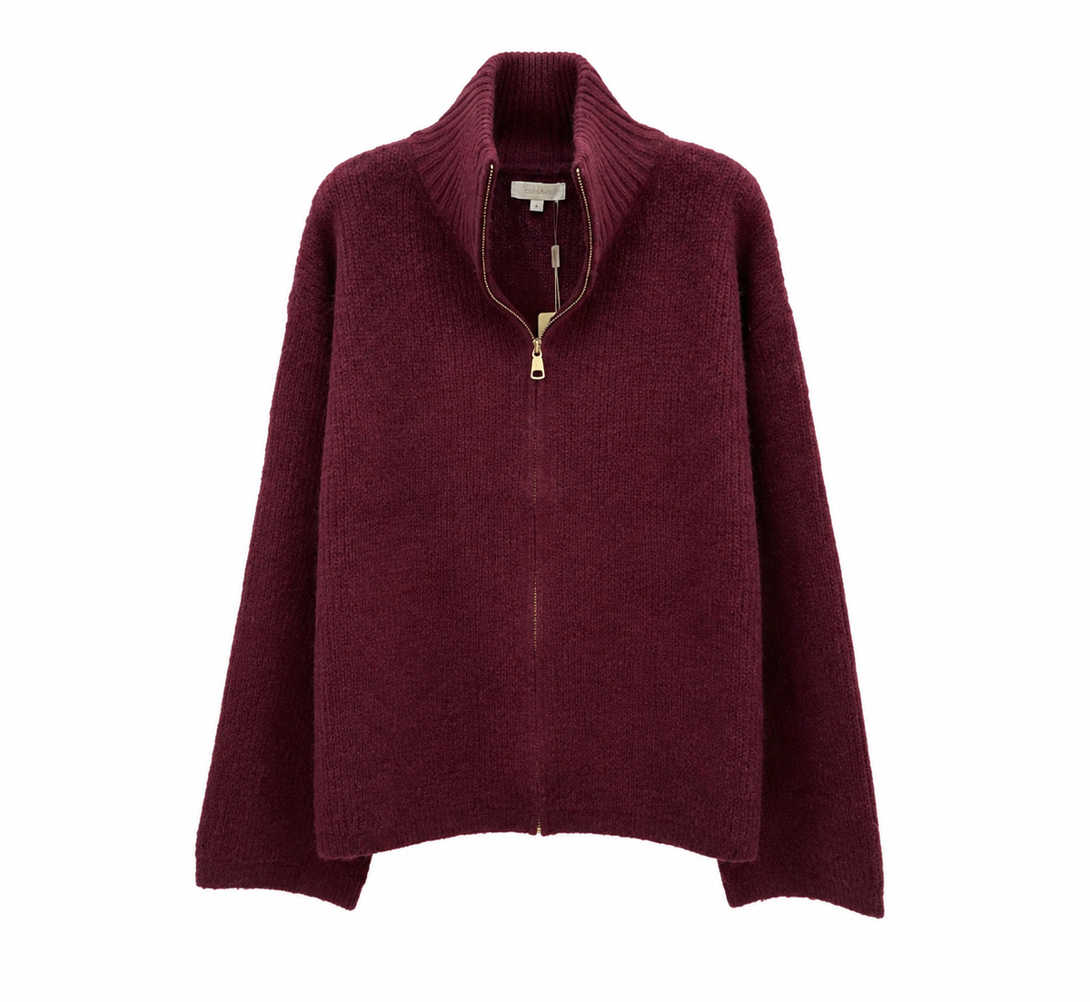 Burgundy Cozy Zip Knit