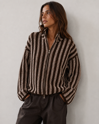 Choco Stripes Zip Knit