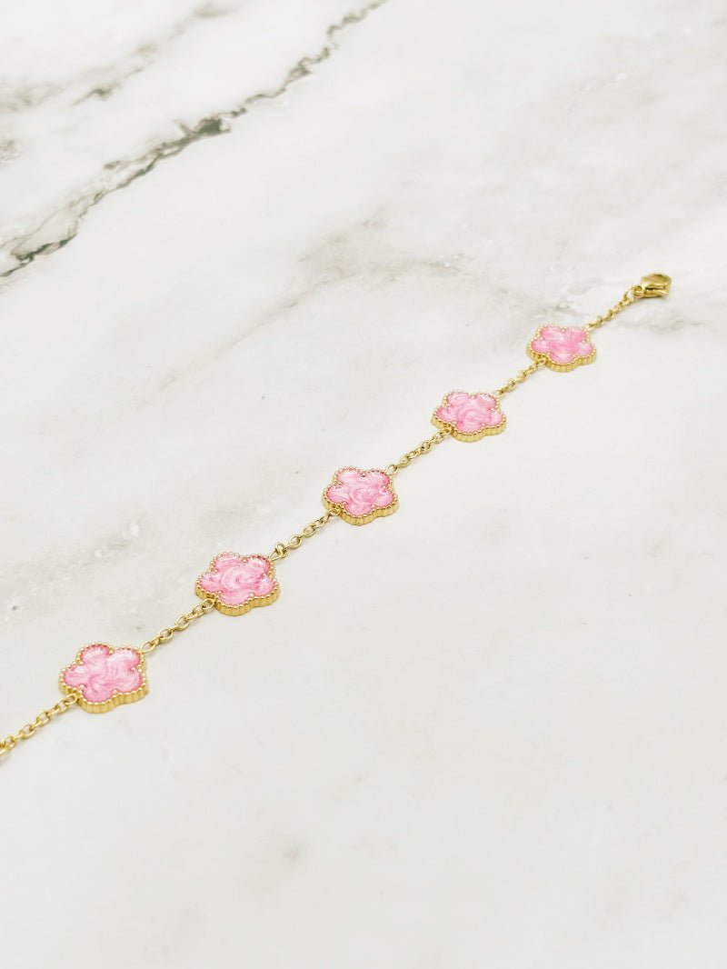 ARMBAND "BLOSSOM CHIC" WEIß UND ROSA - Anmolino