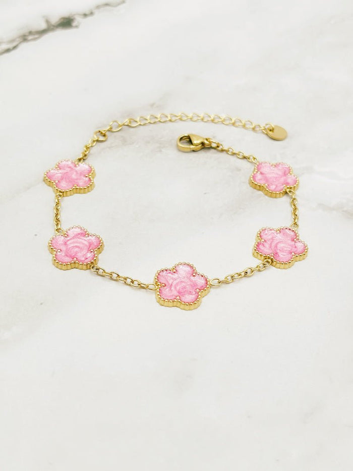 ARMBAND "BLOSSOM CHIC" WEIß UND ROSA - Anmolino