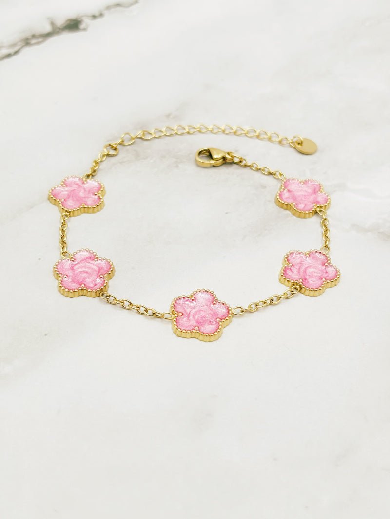 ARMBAND "BLOSSOM CHIC" WEIß UND ROSA - Anmolino