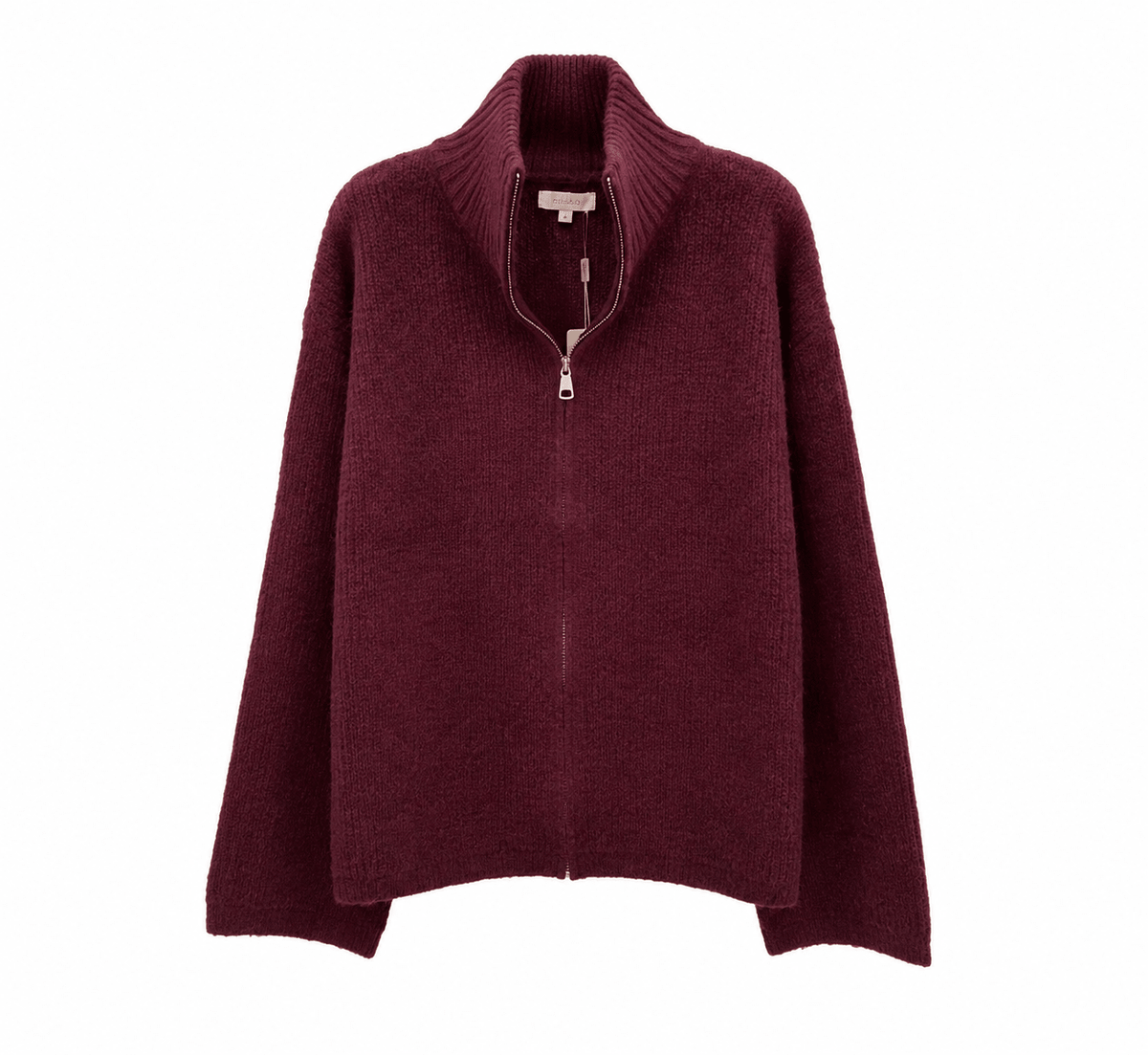 Burgundy Cozy Zip Knit - Anmolino
