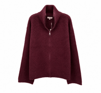 Burgundy Cozy Zip Knit - Anmolino
