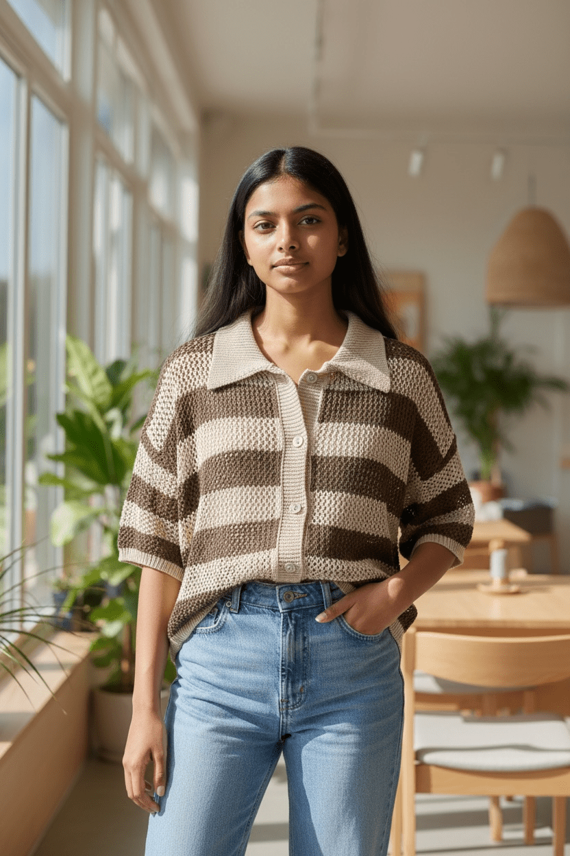 Cotton Stripe Polo - Anmolino