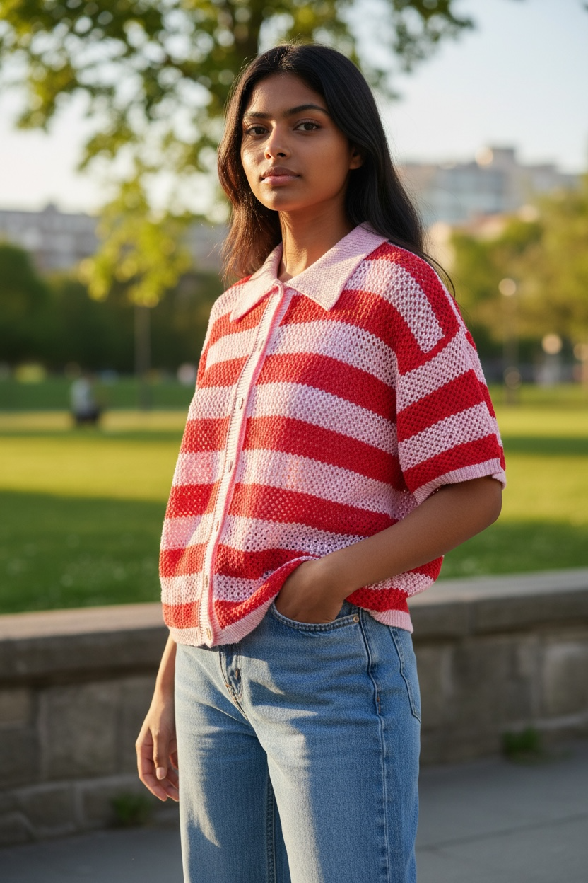 Cotton Stripe Polo - Anmolino