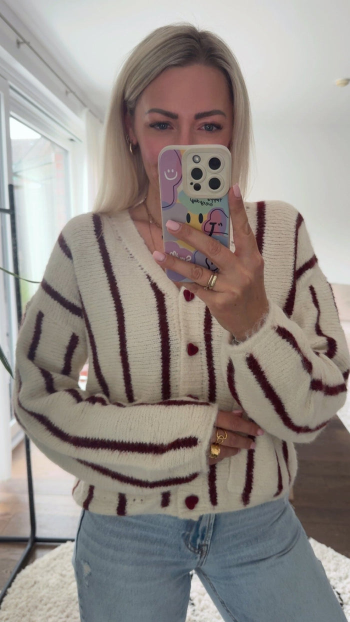 Cozy Heart Knit Cardigan - Anmolino