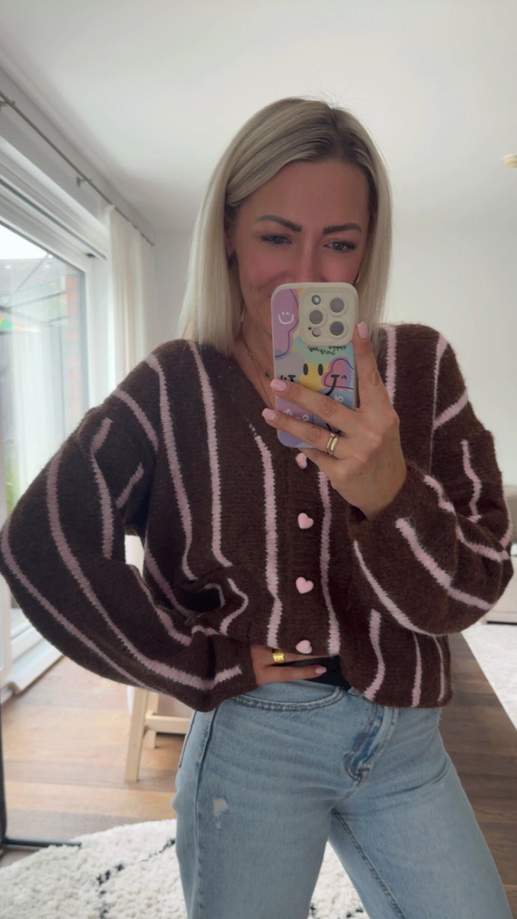 Cozy Heart Knit Cardigan - Anmolino