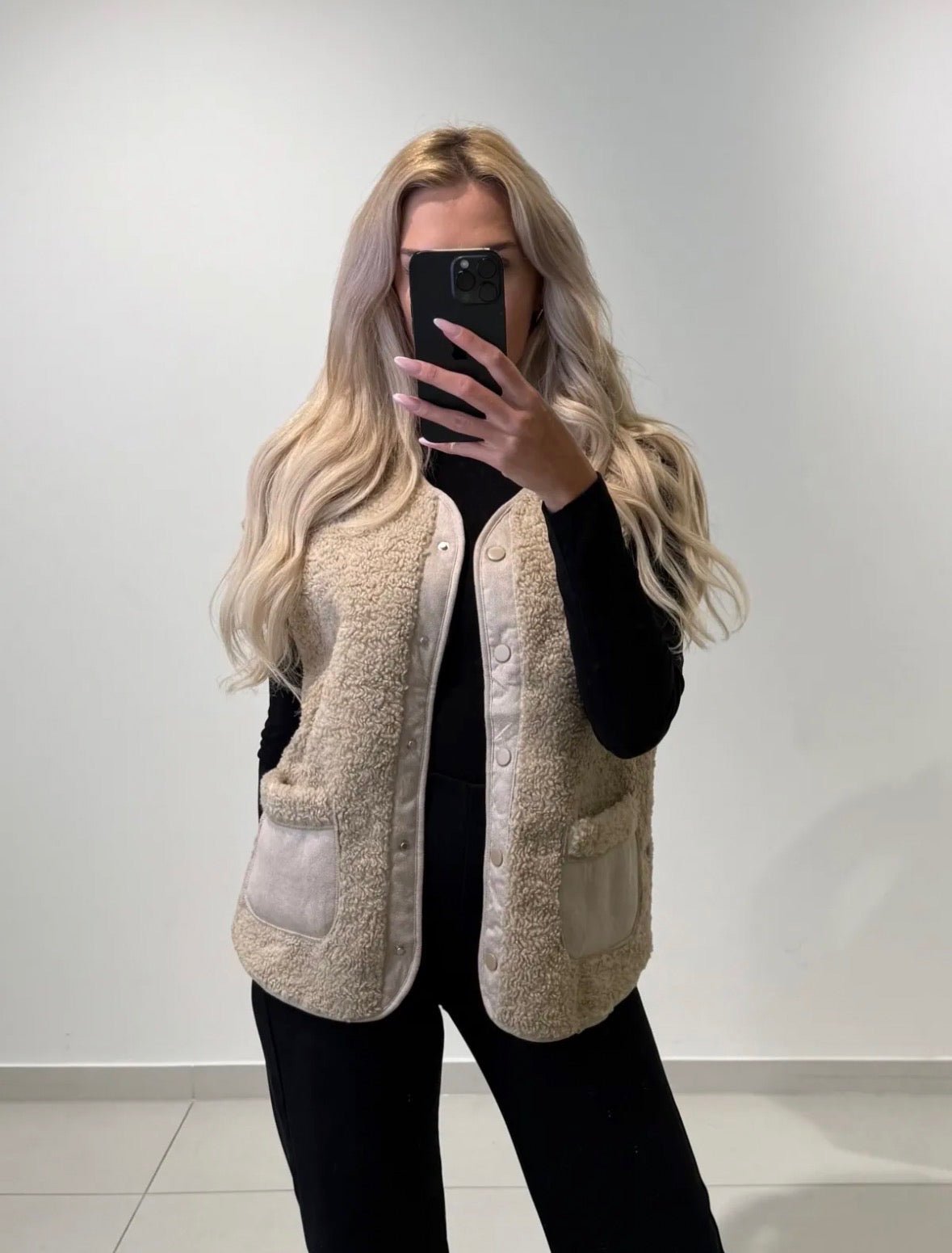 Cozy Teddy Button Vest - Anmolino