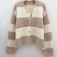 Fluffy Stripe Cardigan - Anmolino