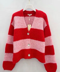 Fluffy Stripe Cardigan - Anmolino