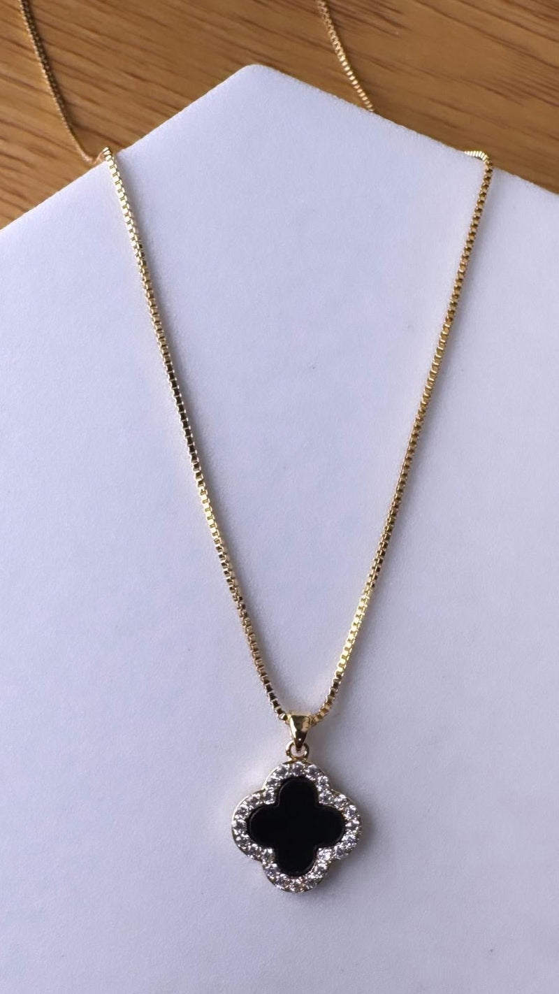 KETTE "KLEEBLATT BLACK" - Anmolino
