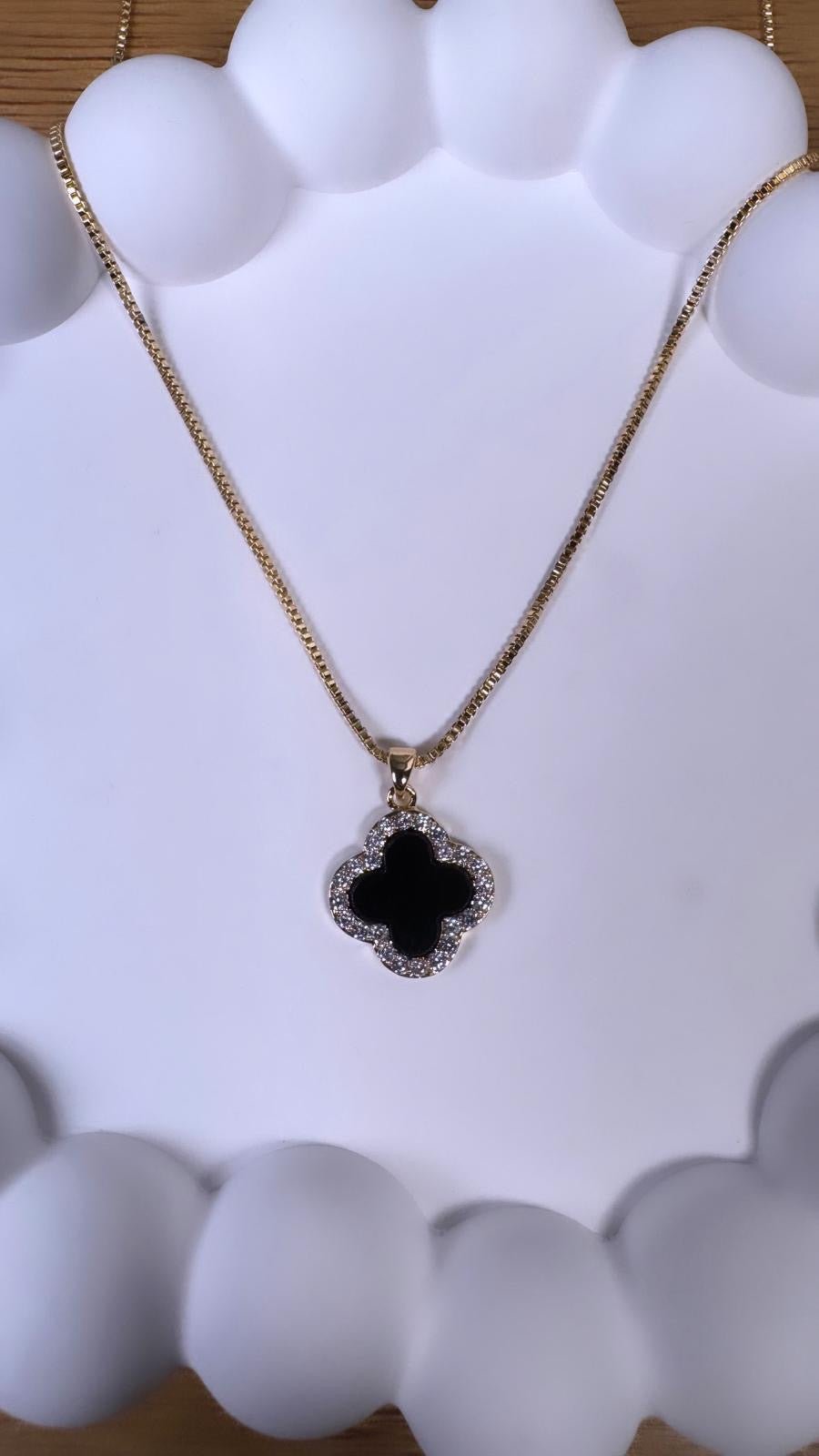 KETTE "KLEEBLATT BLACK" - Anmolino