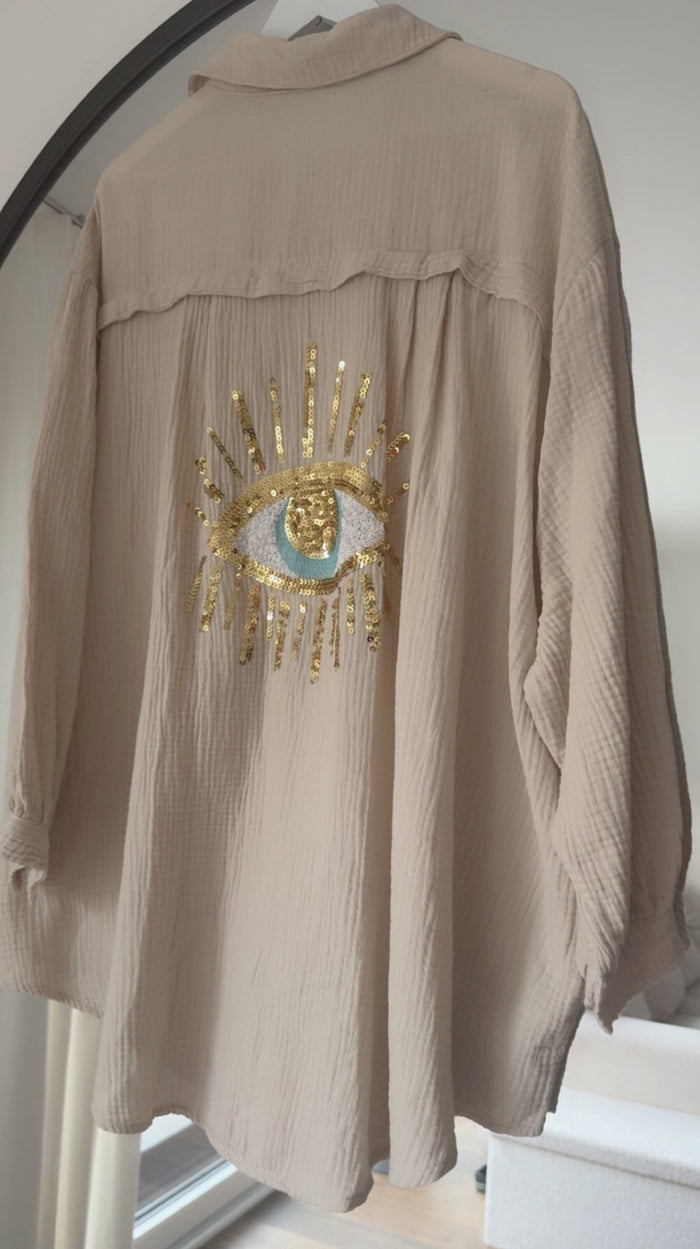Musselin Bluse “Golden Eye” - Anmolino