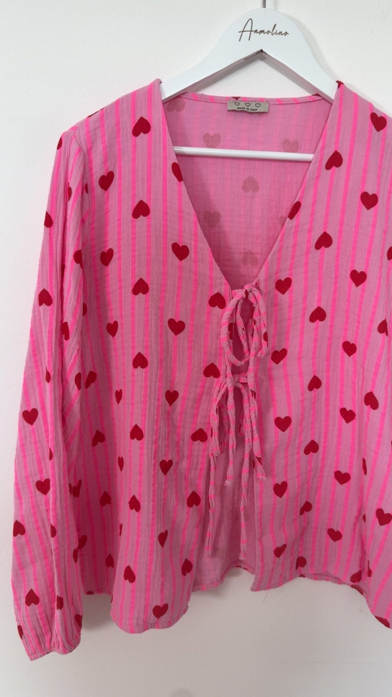 MUSSELIN BLUSE HERZ - Anmolino