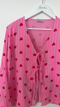 MUSSELIN BLUSE HERZ - Anmolino