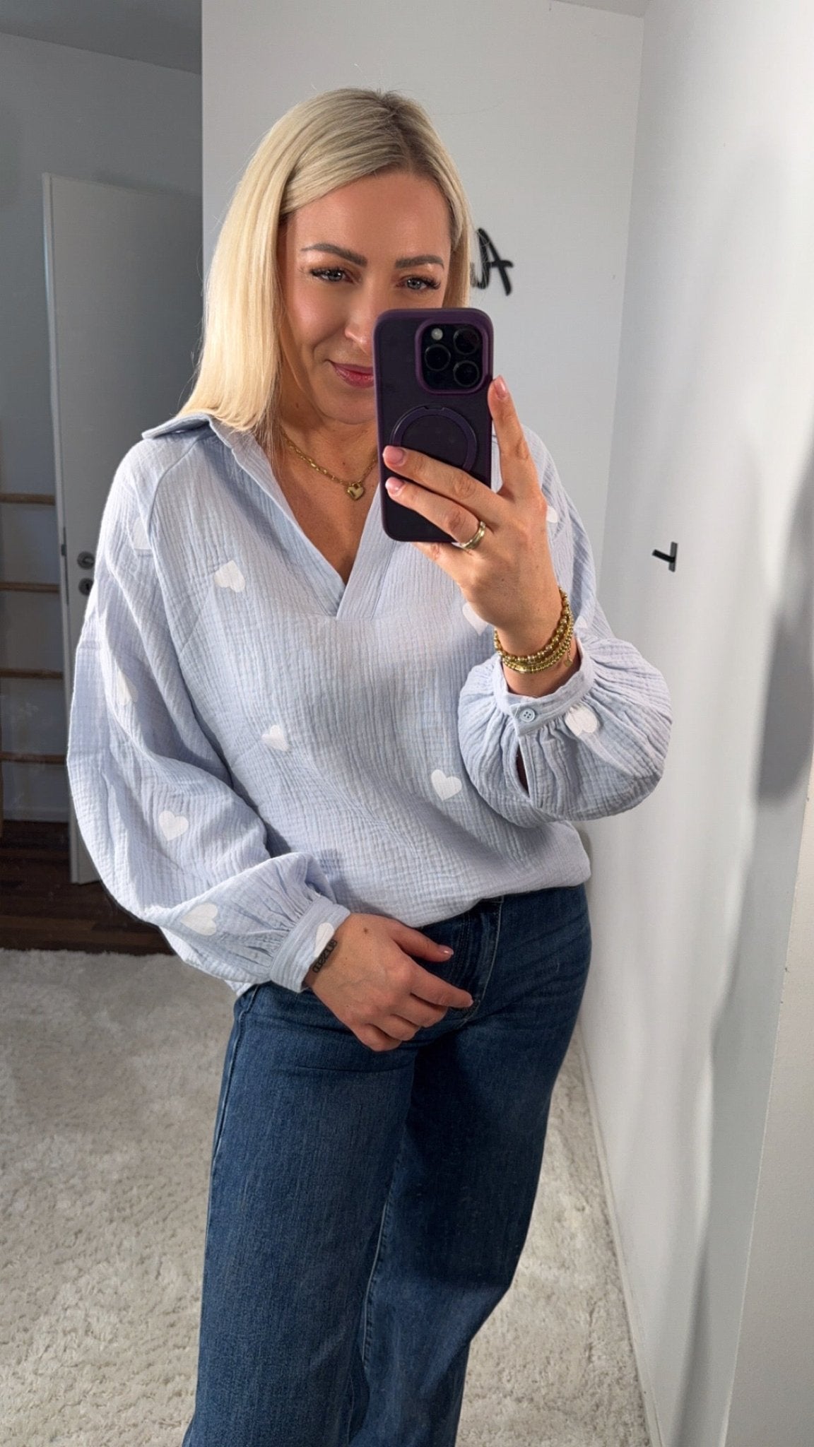 MUSSELIN BLUSE HERZCHEN - Anmolino