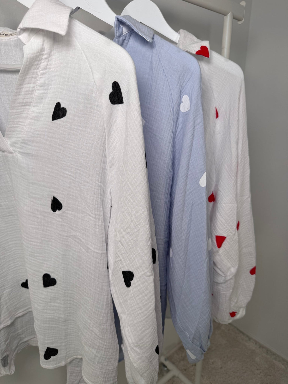 MUSSELIN BLUSE HERZCHEN - Anmolino