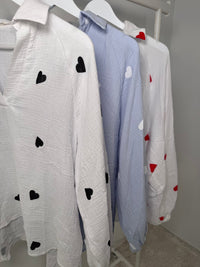 MUSSELIN BLUSE HERZCHEN - Anmolino