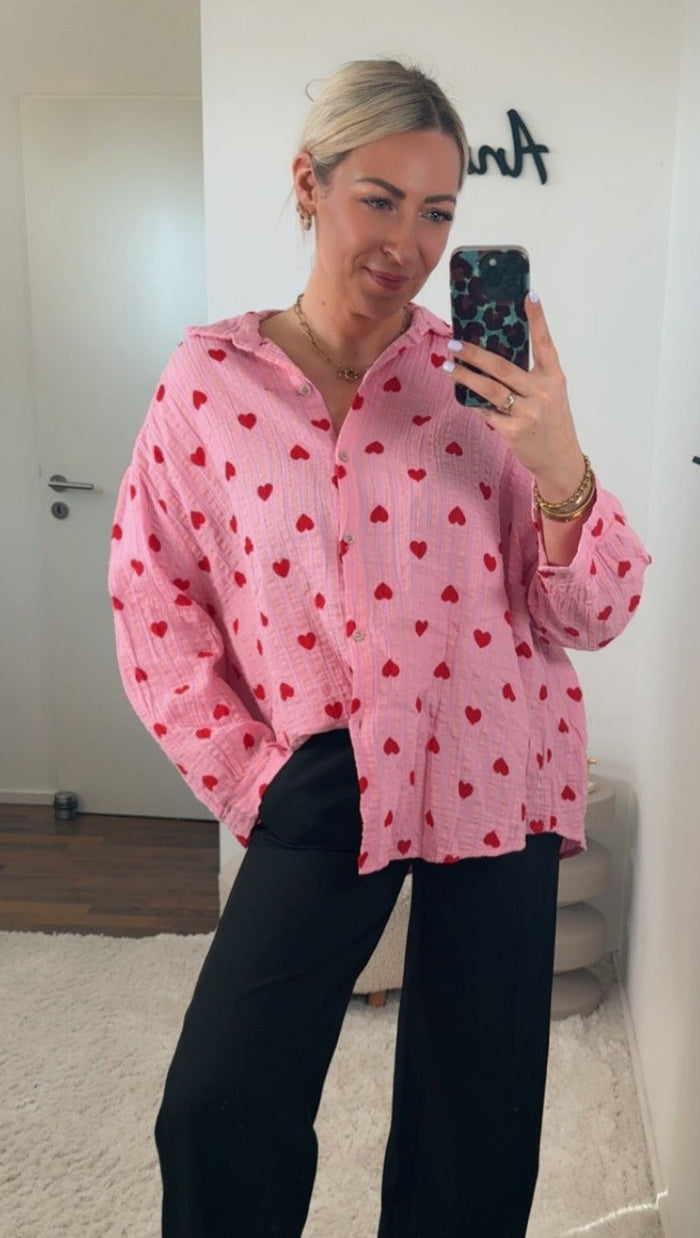 MUSSELIN BLUSE HERZEN - Anmolino