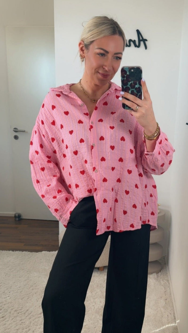 MUSSELIN BLUSE HERZEN - Anmolino