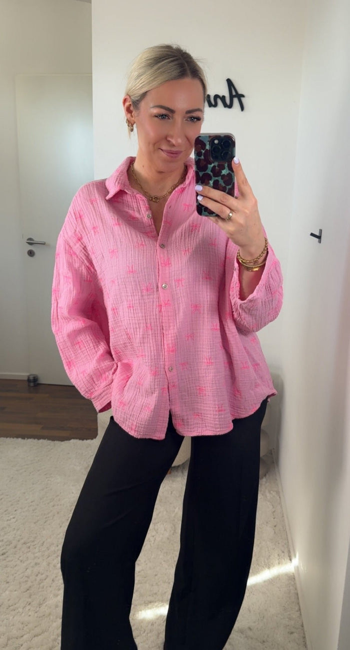 MUSSELIN BLUSE SCHLEIFE - Anmolino