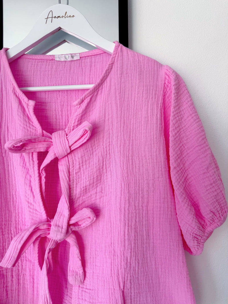 MUSSELIN BLUSE "SCHLEIFE" - Anmolino