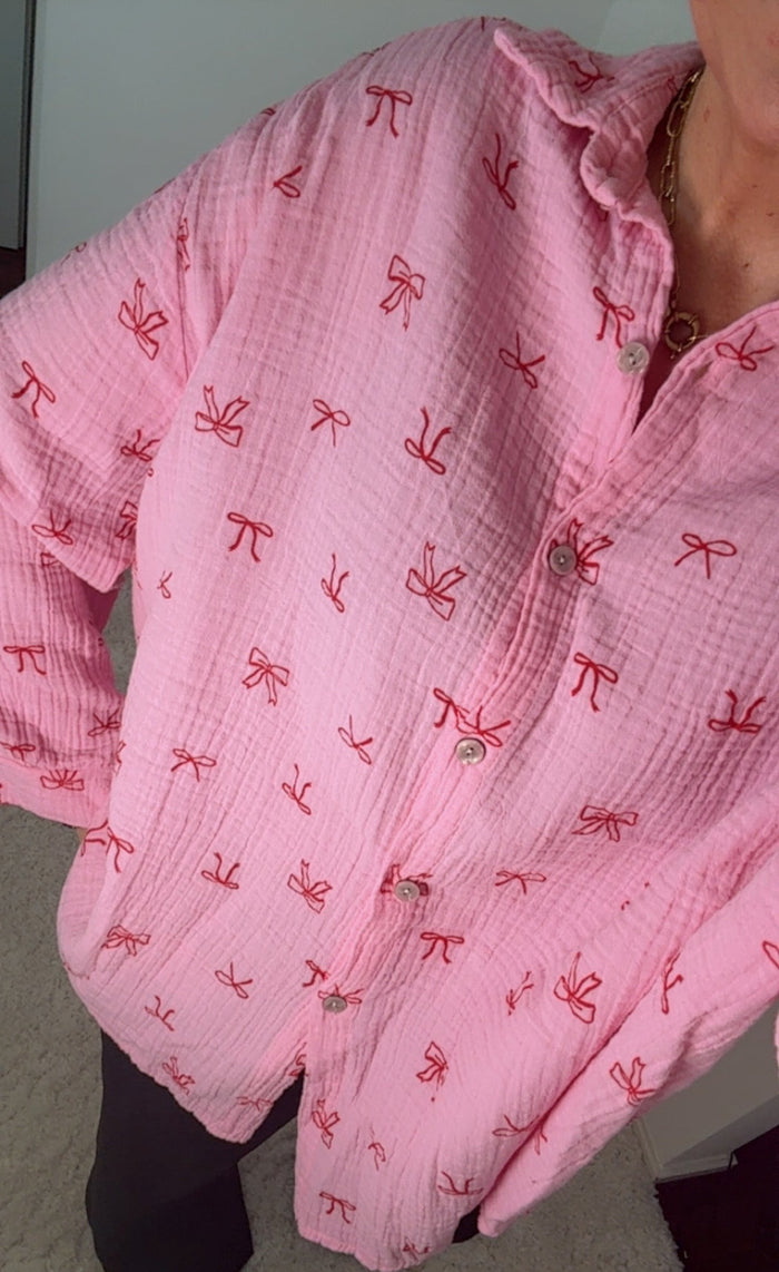 MUSSELIN BLUSE SCHLEIFE - Anmolino