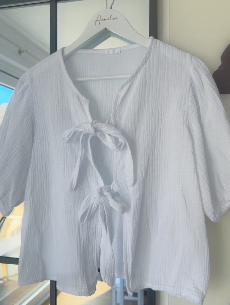 MUSSELIN BLUSE "SCHLEIFE" - Anmolino