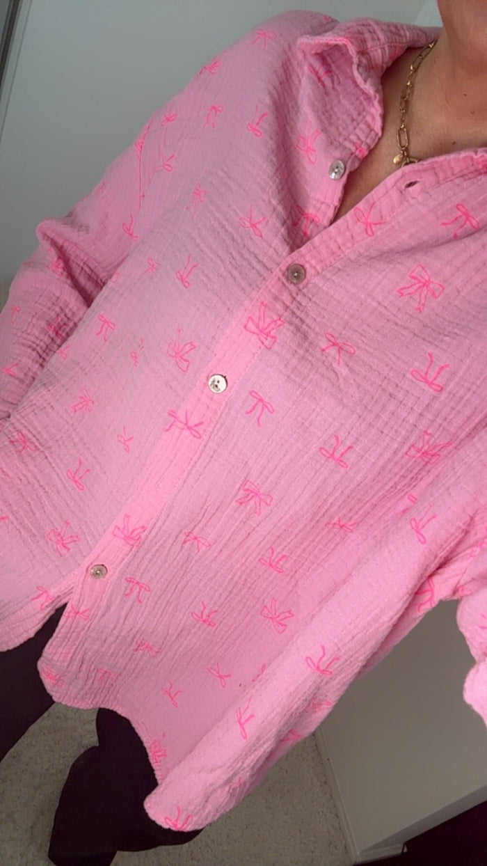 MUSSELIN BLUSE SCHLEIFE - Anmolino