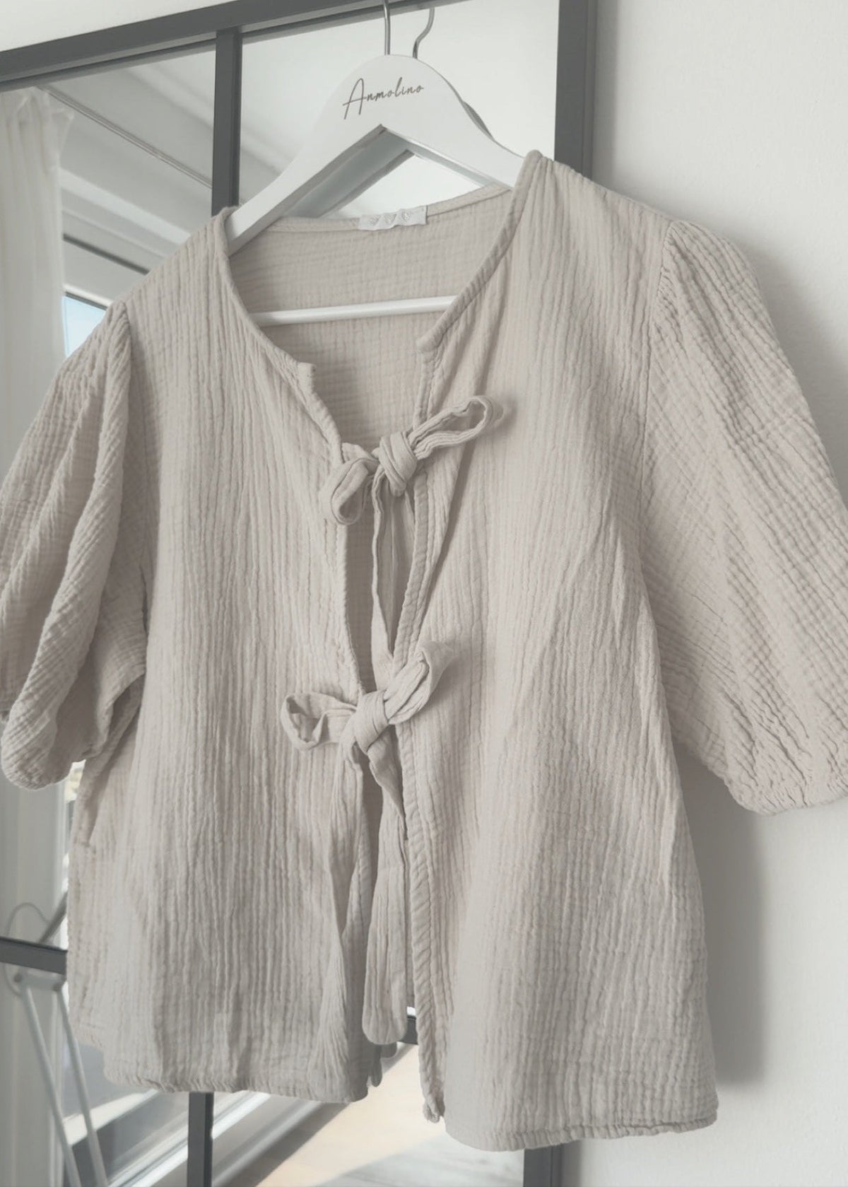 MUSSELIN BLUSE "SCHLEIFE" - Anmolino