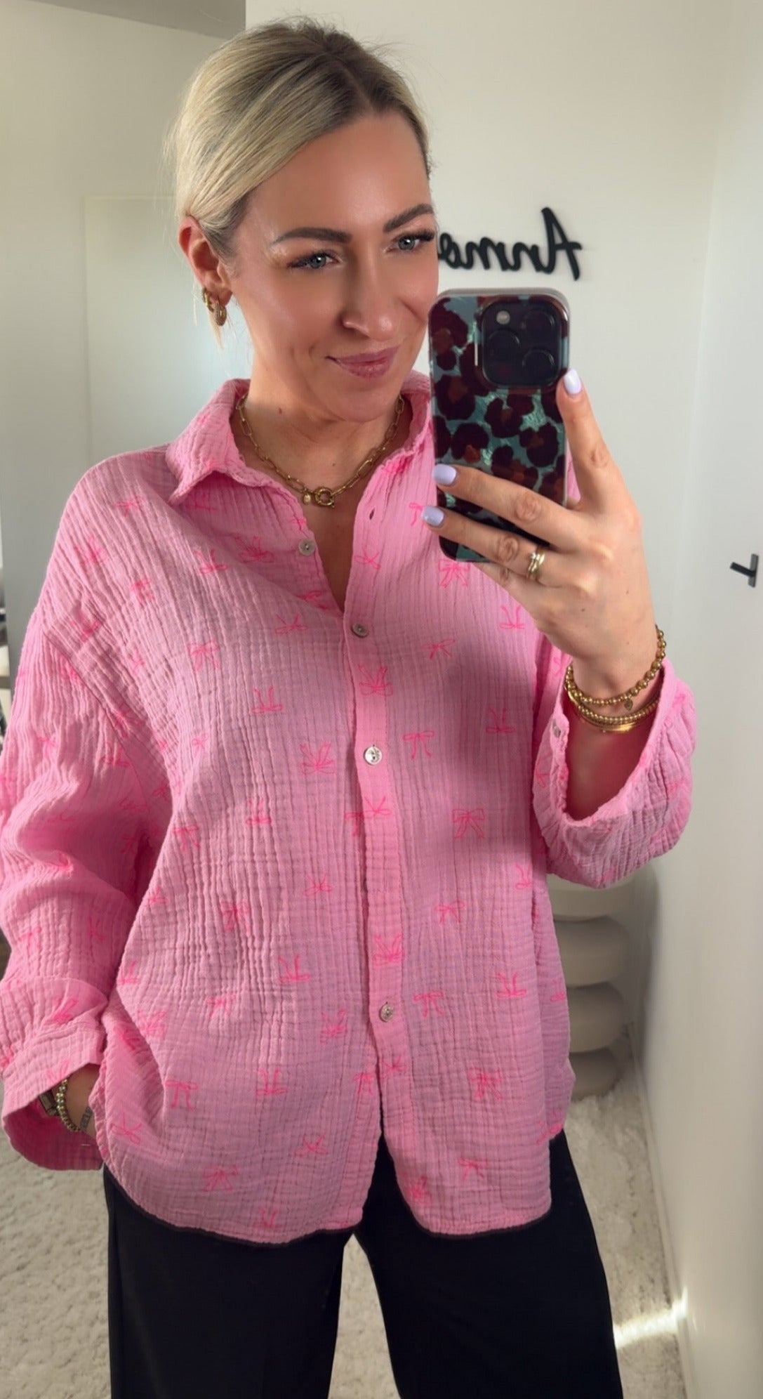 MUSSELIN BLUSE SCHLEIFE - Anmolino