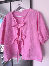 MUSSELIN BLUSE "SCHLEIFE" - Anmolino
