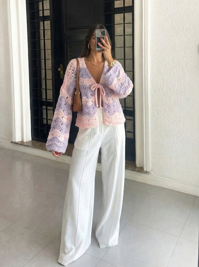 Pastel Ajour Cardigan - Anmolino