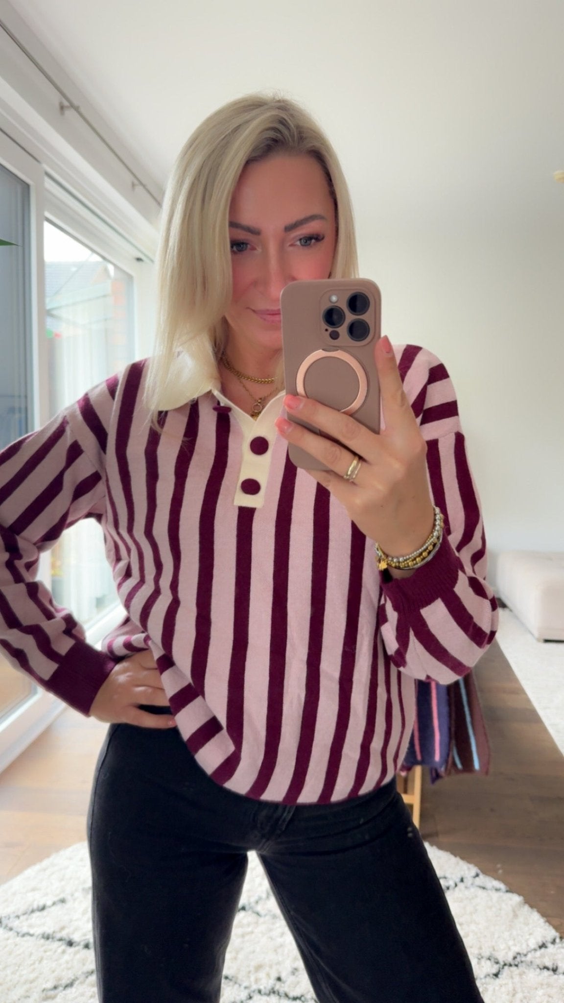 Retro Stripe Polo Knit - Anmolino