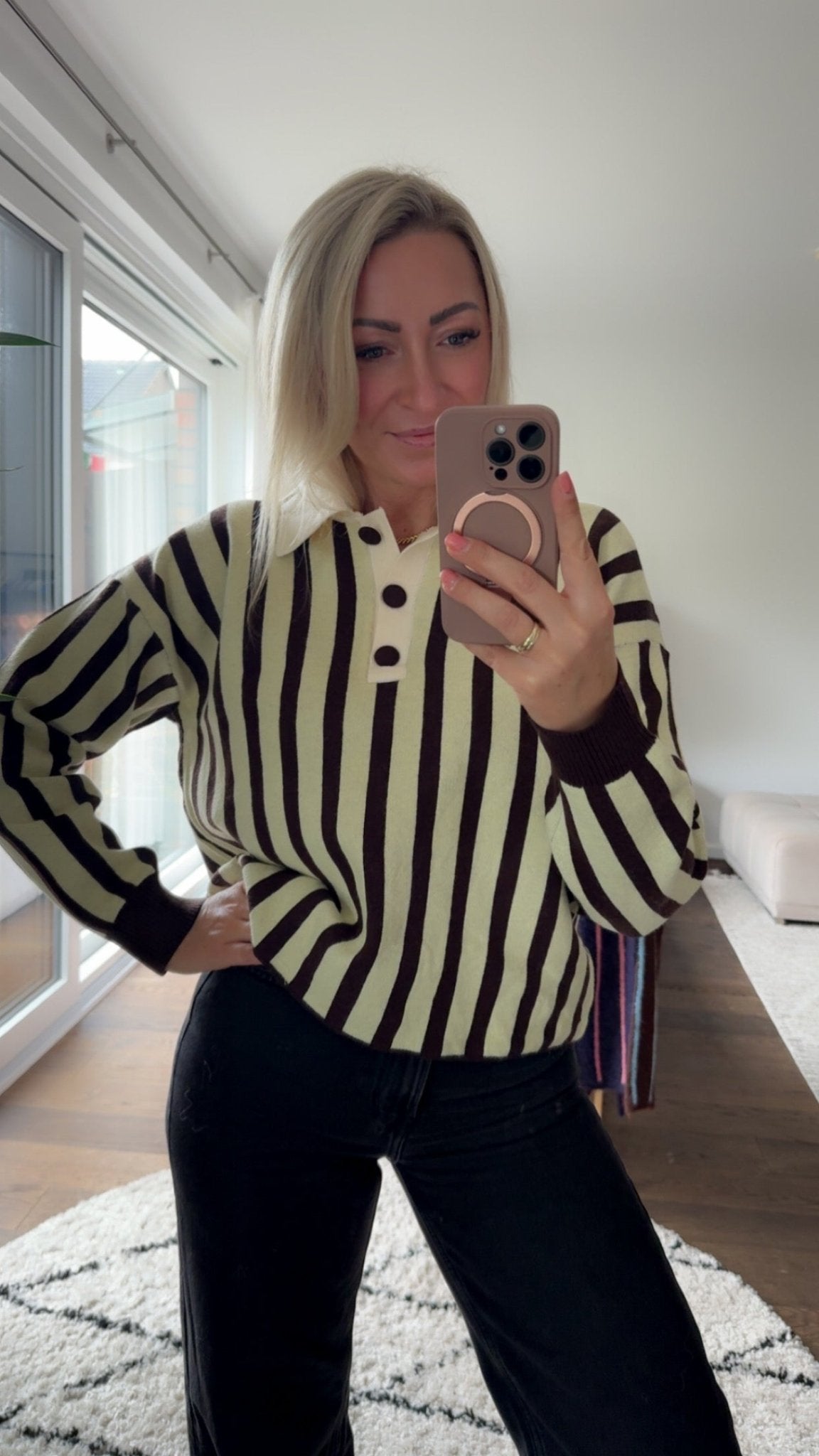 Retro Stripe Polo Knit - Anmolino