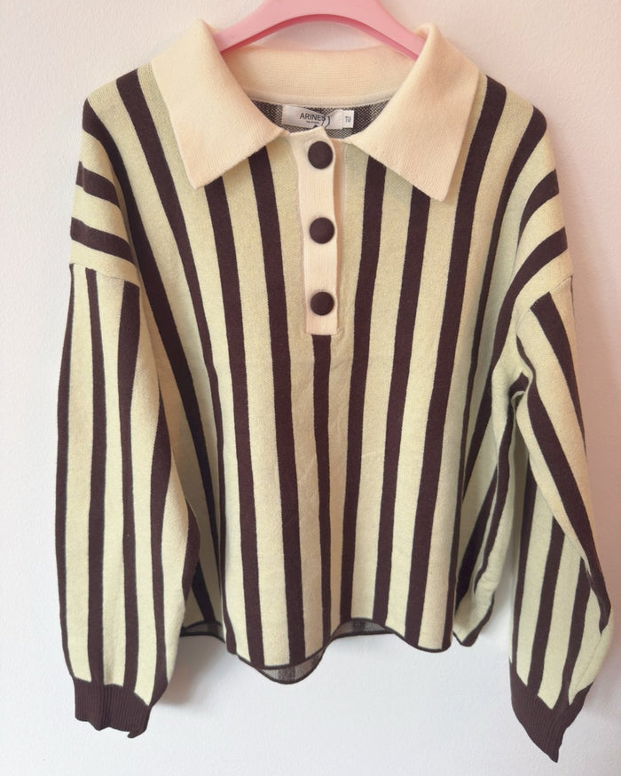 Retro Stripe Polo Knit - Anmolino