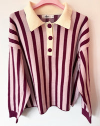 Retro Stripe Polo Knit - Anmolino
