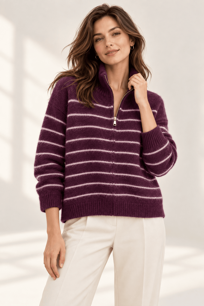 Streifenpullover „Livia“ mit Zipper - Anmolino