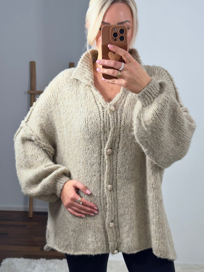 STRICK - CARDIGAN CLARA BEIGE - Anmolino