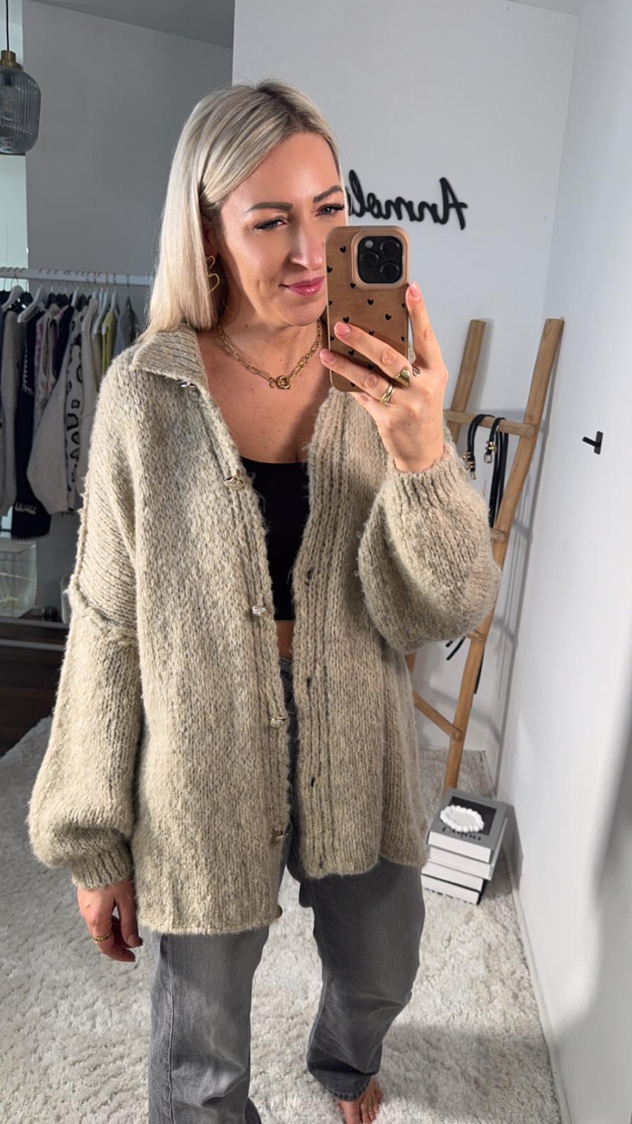 STRICK - CARDIGAN CLARA BEIGE - Anmolino