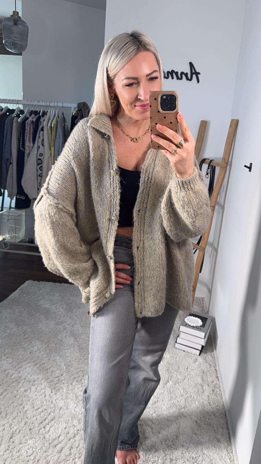 STRICK - CARDIGAN CLARA BEIGE - Anmolino