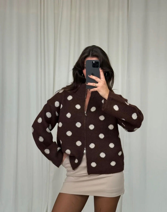 Strickjacke „Dottie Zip“ mit Punkten - Anmolino