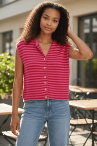 Stripe Knit Vest - Anmolino